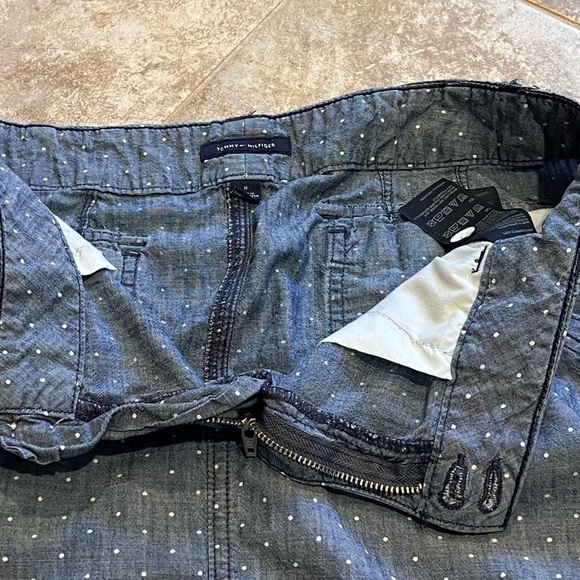 Tommy Hilfiger Chambray Polka Dot Blue White Cotton Mini Skirt High Rise 8 - Picture 3 of 9
